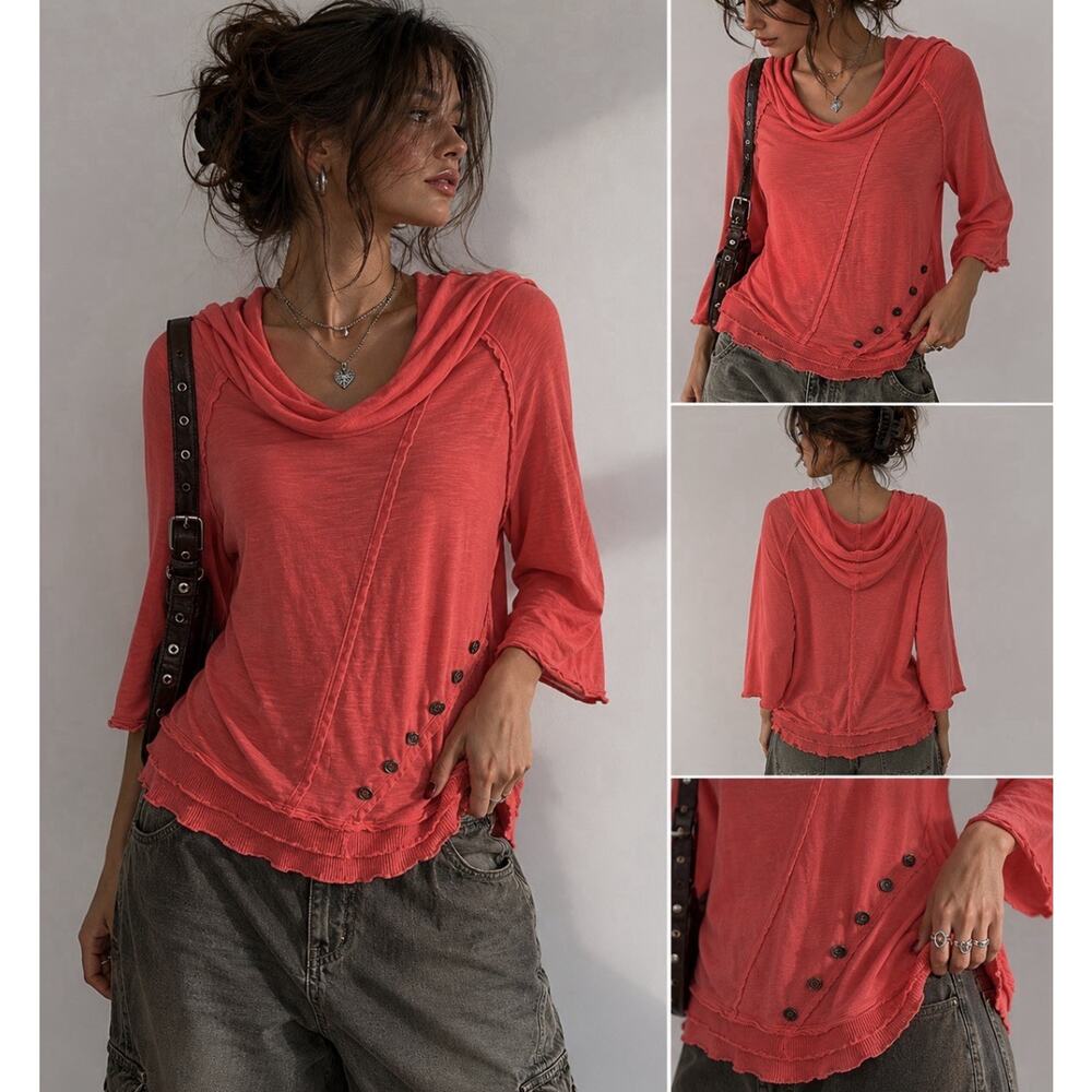 Soft Surroundings Pink Cowl Neck Top Sz M
